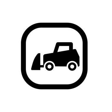 Buldozer araç ikonu. Ağır görev buldozer sembolü. Ağır makine logosu.