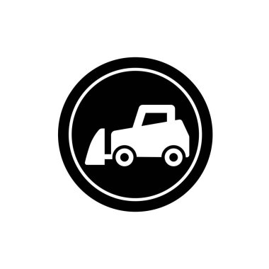 Buldozer araç ikonu. Ağır görev buldozer sembolü. Ağır makine logosu.