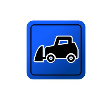 Buldozer araç ikonu. Ağır görev buldozer sembolü. Ağır makine logosu.