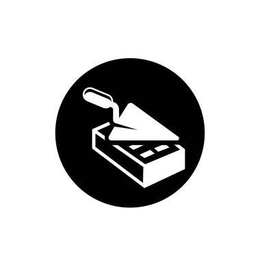 Duvarcılık sembolü. Çimento aleti ve tuğla ustası ikonu. İnşaat servisi logosu.