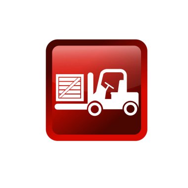 Çatal kaldırma kamyonu ya da forklift ikonu. Çatal kaldırma aracı sembolü. 