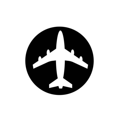 Hava düzlemi sembolü ya da simgesi. Hava yolculuğu ya da hava taşımacılığı logosu.