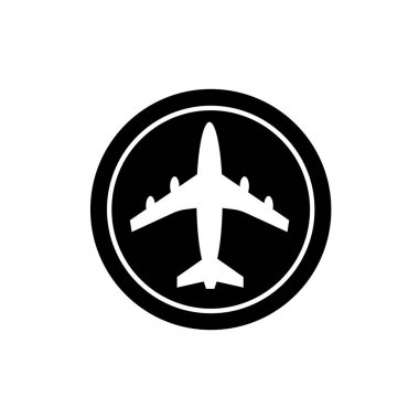 Hava düzlemi sembolü ya da simgesi. Hava yolculuğu ya da hava taşımacılığı logosu.