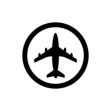 Hava düzlemi sembolü ya da simgesi. Hava yolculuğu ya da hava taşımacılığı logosu.