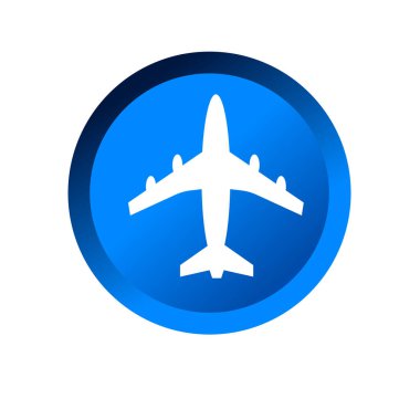 Hava düzlemi sembolü ya da simgesi. Hava yolculuğu ya da hava taşımacılığı logosu.