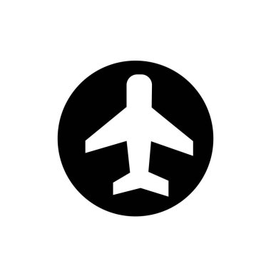 Hava düzlemi sembolü ya da simgesi. Hava yolculuğu ya da hava taşımacılığı logosu.