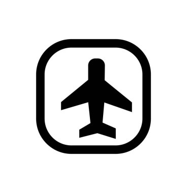 Hava düzlemi sembolü ya da simgesi. Hava yolculuğu ya da hava taşımacılığı logosu.