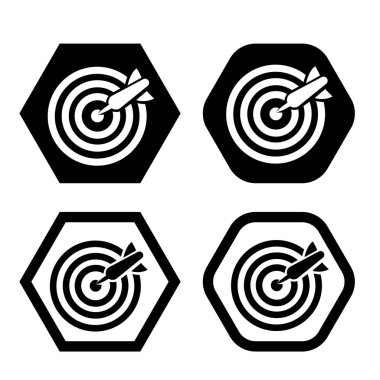 Dart ya da tam isabet ve işaret sembolü. doğrulama simgesi ya da logosu hedefleniyor.