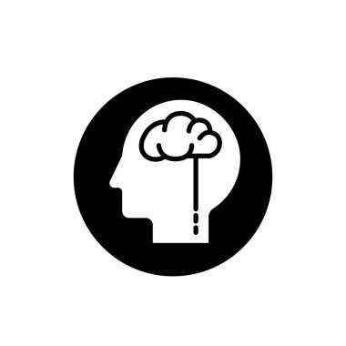 İnsan kafası ve beyin sembolü. İnsan beyni simgesi.