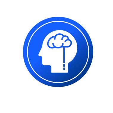 İnsan kafası ve beyin sembolü. İnsan beyni simgesi.