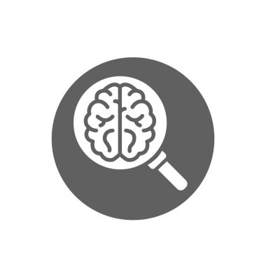 İnsan beyni araştırma ikonu. İnsan zihin analizi sembolü. Nöroloji logosu.
