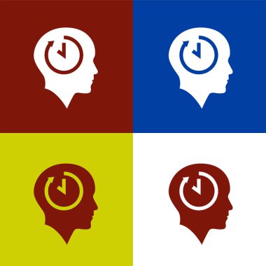 İnsan kafası ve zaman sembolü. Görev bitiş tarihi simgesi.