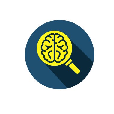 İnsan beyni araştırma ikonu. İnsan zihin analizi sembolü. Nöroloji logosu.