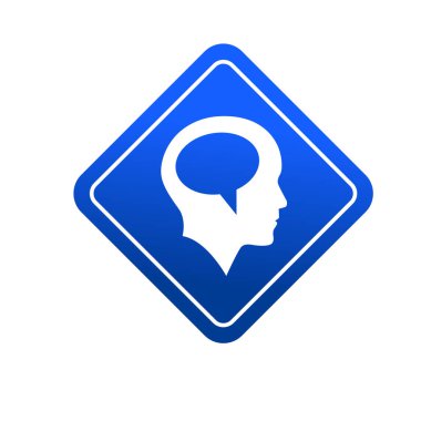 Konuşma baloncuğu ikonlu insan kafası. İnsan zihni sembolü.