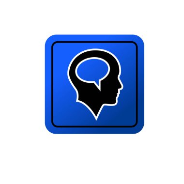 Konuşma baloncuğu ikonlu insan kafası. İnsan zihni sembolü.