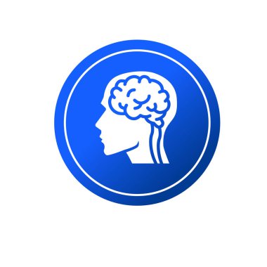 İnsan kafası ve beyin sembolü. İnsan beyni simgesi.