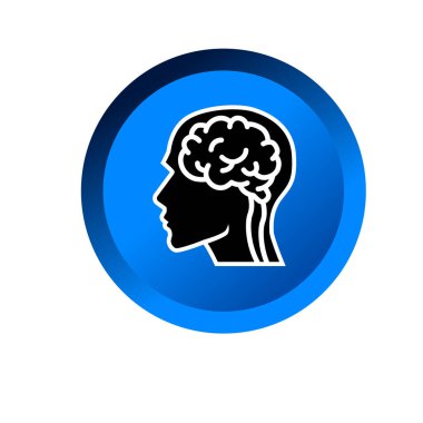 İnsan kafası ve beyin sembolü. İnsan beyni simgesi.