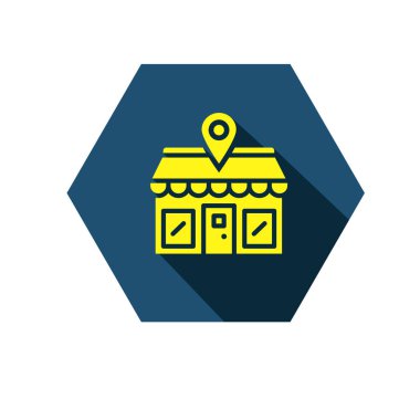 Dükkan konumu simgesi. Çevrimdışı depolama konum sembolü.