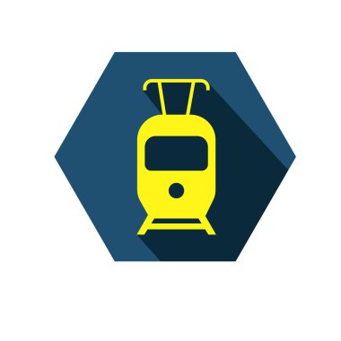 Elektrikli tren sembolü. Elektrikli trenin toplu taşıma simgesi.