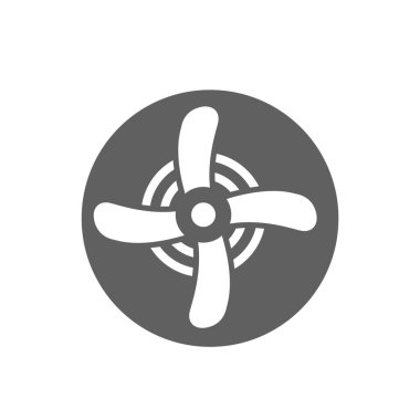 Dönen pervane sembolü. Rüzgar enerjisi ikonu. Fan veya türbin motor logosu.