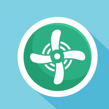Dönen pervane sembolü. Rüzgar enerjisi ikonu. Fan veya türbin motor logosu.