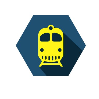 Ticari tren ikonu. Toplu trenin ulaşım sembolü. Lokomotif logosu.