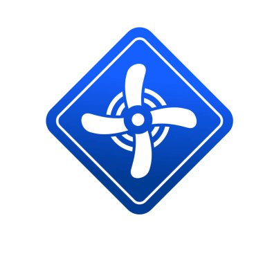 Dönen pervane sembolü. Rüzgar enerjisi ikonu. Fan veya türbin motor logosu.