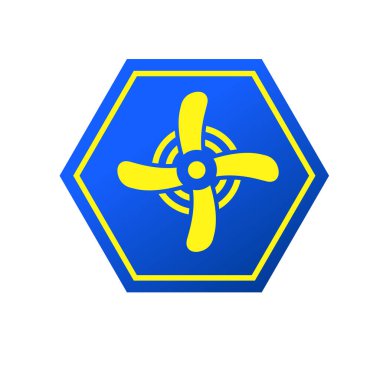 Dönen pervane sembolü. Rüzgar enerjisi ikonu. Fan veya türbin motor logosu.
