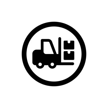 Çatal kaldırma kamyonu ya da forklift ikonu. Çatal kaldırma aracı sembolü. 