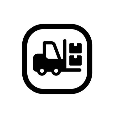 Çatal kaldırma kamyonu ya da forklift ikonu. Çatal kaldırma aracı sembolü. 