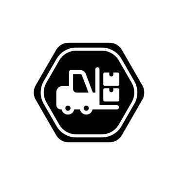 Çatal kaldırma kamyonu ya da forklift ikonu. Çatal kaldırma aracı sembolü. 