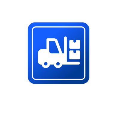 Çatal kaldırma kamyonu ya da forklift ikonu. Çatal kaldırma aracı sembolü. 