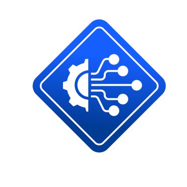 Elektronik devre ve dişli dişli sembolü. Dijital teknoloji ikonu. Teknoloji altyapı logosu veya simgesi.