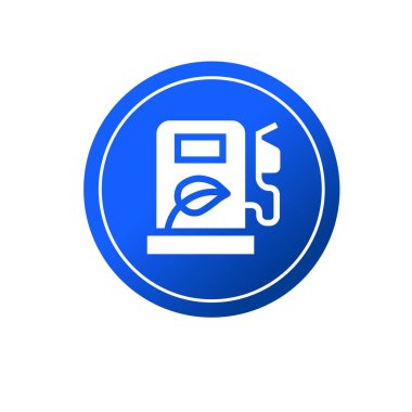 Eko benzin istasyonu ikonu. Çevre dostu yakıt istasyonu sembolü. Biyo enerji istasyonu.