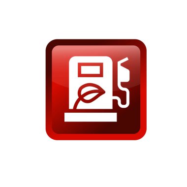 Eko benzin istasyonu ikonu. Çevre dostu yakıt istasyonu sembolü. Biyo enerji istasyonu.