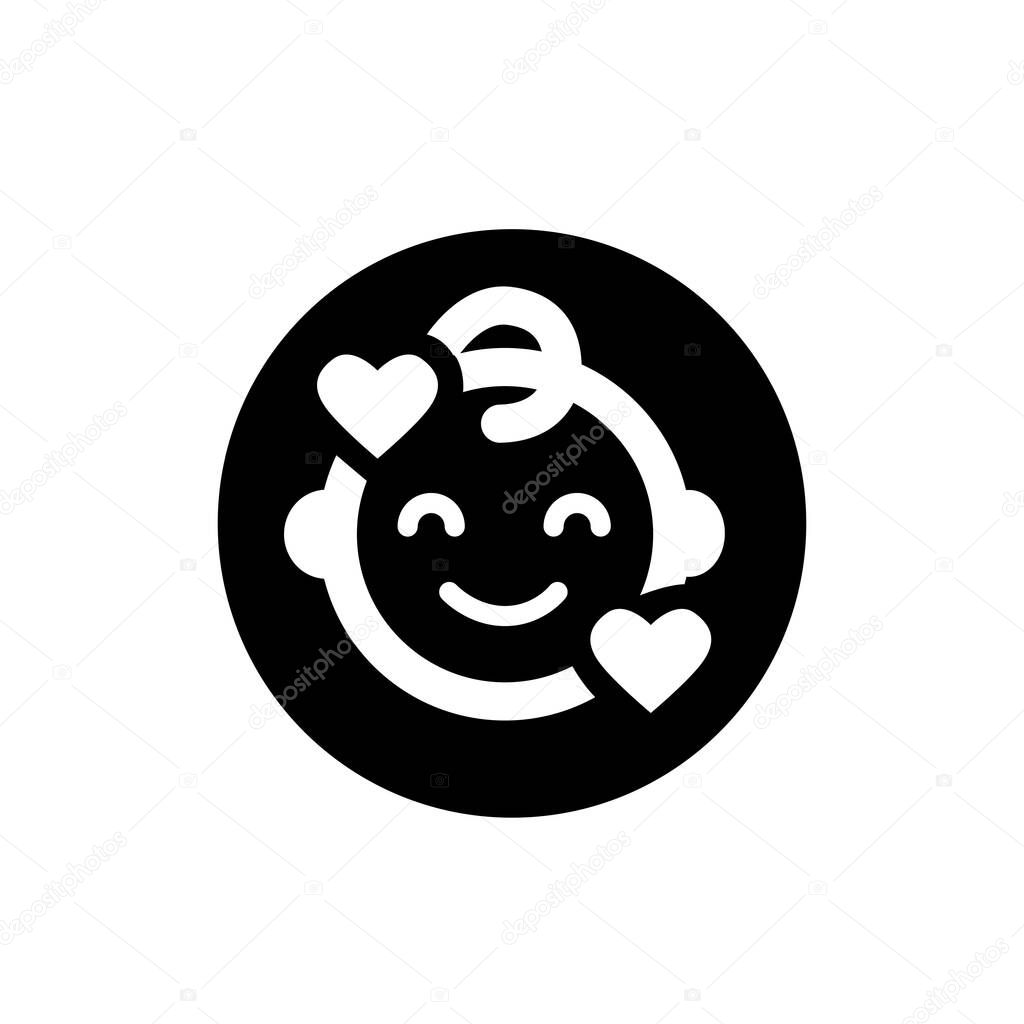 Baby face and heart shape symbol. Baby care icon. Pediatrician symbol.