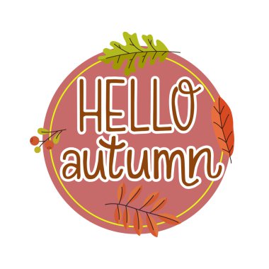 Merhaba sonbahar metni biçimlendirilmiş tebrik kartı tasarımı.