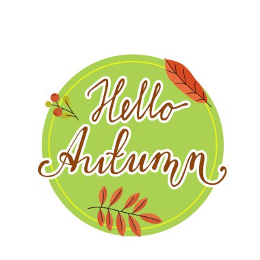 Merhaba sonbahar metni biçimlendirilmiş tebrik kartı tasarımı.