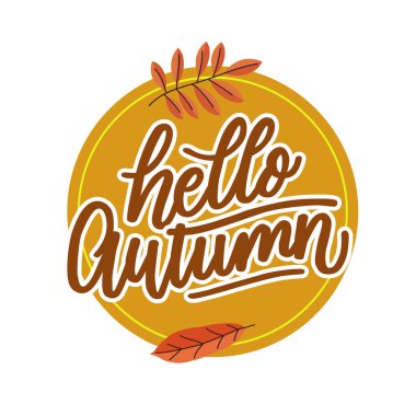 Merhaba sonbahar metni biçimlendirilmiş tebrik kartı tasarımı.