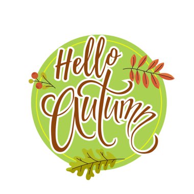 Merhaba sonbahar metni biçimlendirilmiş tebrik kartı tasarımı.