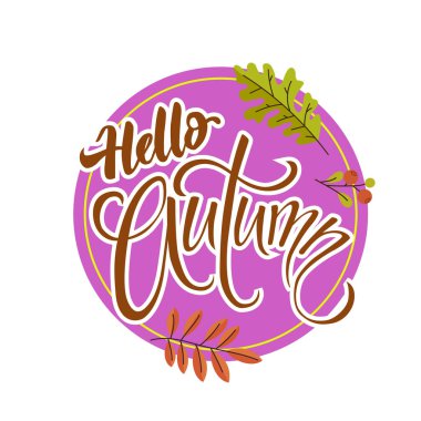 Merhaba sonbahar metni biçimlendirilmiş tebrik kartı tasarımı.