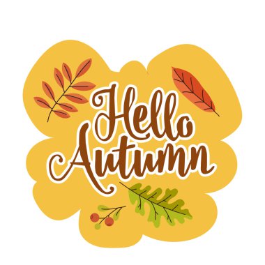 Merhaba sonbahar metni biçimlendirilmiş tebrik kartı tasarımı.