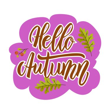 Merhaba sonbahar metni biçimlendirilmiş tebrik kartı tasarımı.