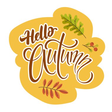 Merhaba sonbahar metni biçimlendirilmiş tebrik kartı tasarımı.