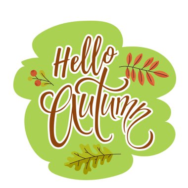 Merhaba sonbahar metni biçimlendirilmiş tebrik kartı tasarımı.