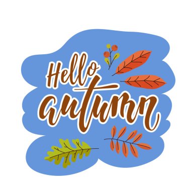 Merhaba sonbahar metni biçimlendirilmiş tebrik kartı tasarımı.