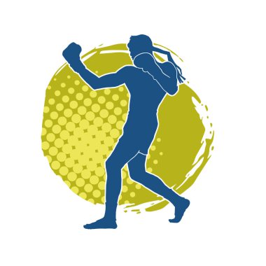 Hareketli erkek kickboksör atletinin silueti. Kickboks yapan bir adamın silueti..