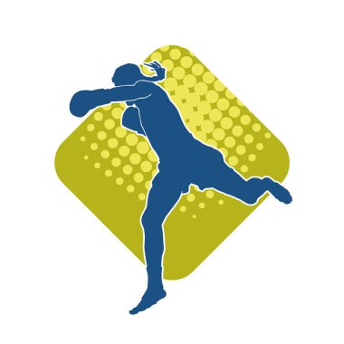 Hareketli erkek kickboksör atletinin silueti. Kickboks yapan bir adamın silueti..