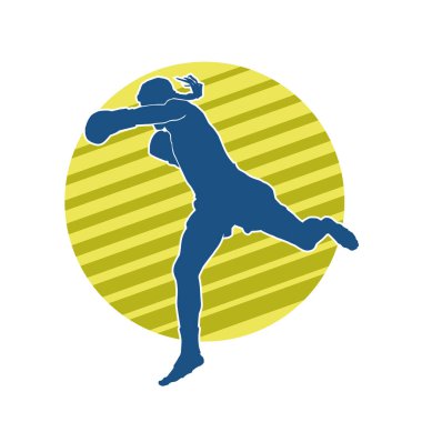 Hareketli erkek kickboksör atletinin silueti. Kickboks yapan bir adamın silueti..