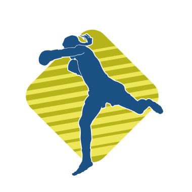 Hareketli erkek kickboksör atletinin silueti. Kickboks yapan bir adamın silueti..